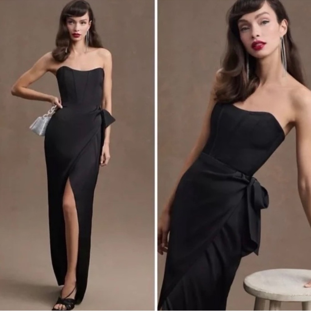 V. Chapman June Corset Jacquard Front-Slit Gown